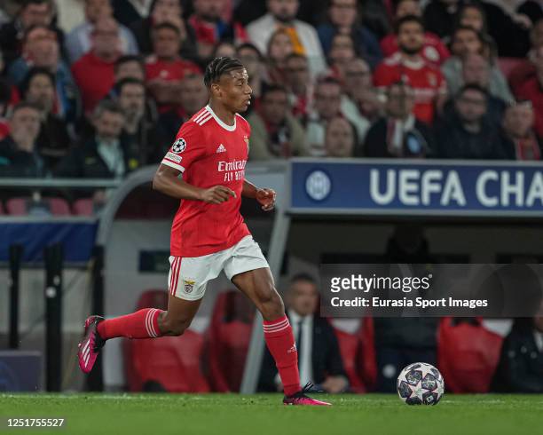David Neres of SL Benfica during the UEFA Europa League round of 8 leg first match between SL Benfica and Inter de Milão at Estádio da Luz on April...