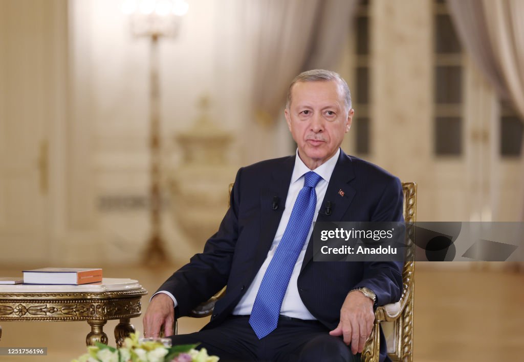 Tayyip Turkish President Recep Tayyip Erdogan makes statements during a ...