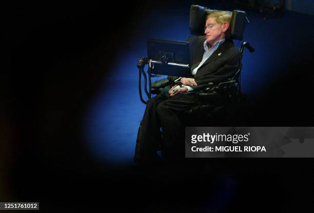 British astrophysicist Stephen Hawking gives his conference to open the XXV Prince of Asturias Awards Anniversary event in Oviedo, Northern Spain,...