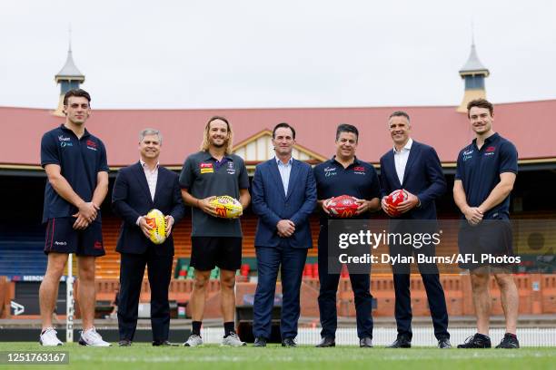 Norwood FC player Jackson Callow , City of Norwood, Payneham and St Peters Mayor Robert Bria , James Aish of the Dockers , Andrew Dillon, Executive...