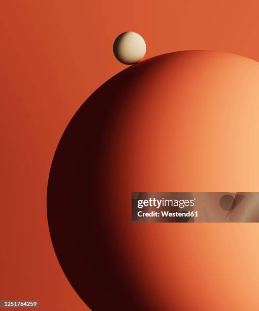 illustrations, cliparts, dessins animés et icônes de three dimensional render of small sphere on top of large one - de grande taille