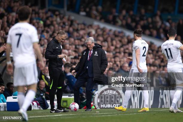 Roy Hodgson, Crystal Palace manager, shows off his ball skills during the Premier League match between Leeds United and Crystal Palace at Elland...