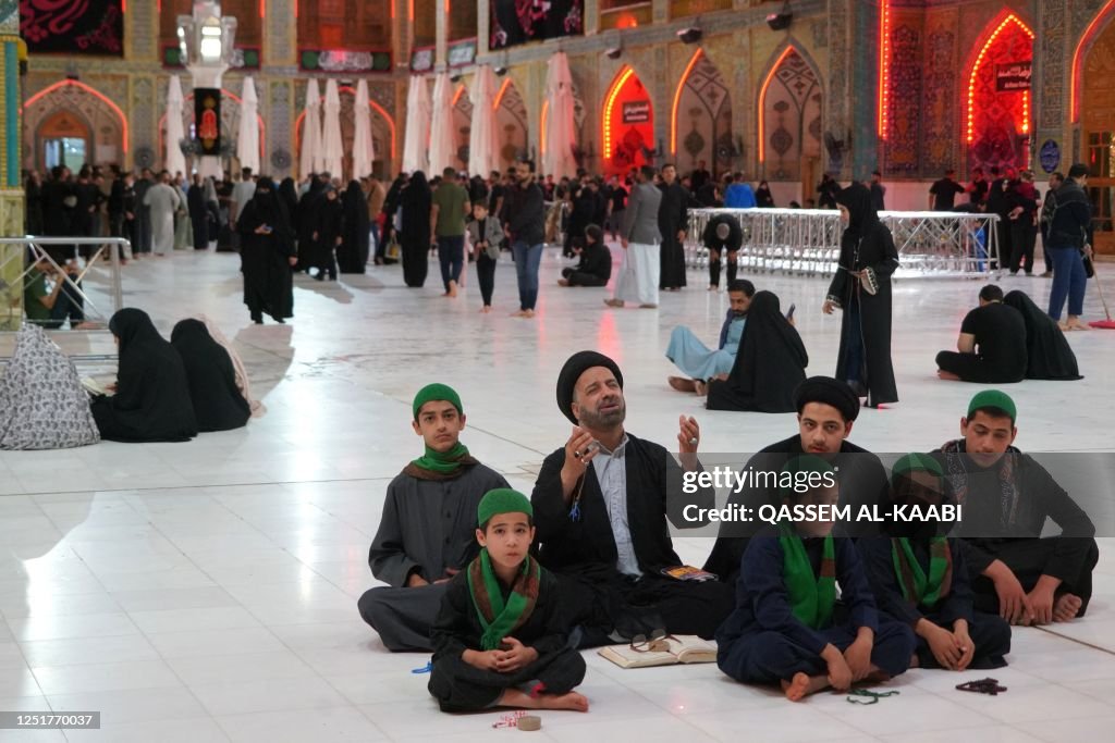 Muslims In Iraq Iraqi Shiite devotees gather at the Grand Mosque of Kufa, outside the ...