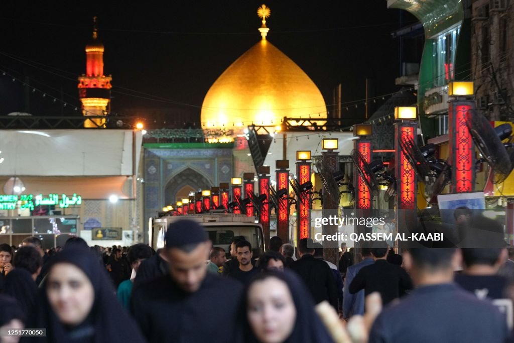 Muslims In Iraq Iraqi Shiite devotees gather at the Grand Mosque of Kufa, outside the ...