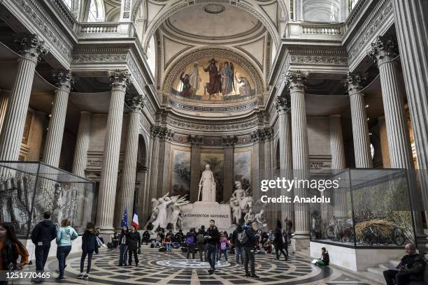 Tourists visit The Pantheon as opening its 35-meter-height top floor to the public in Paris, France on April 12, 2023.