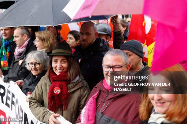 French General Secretary of the "Federation Syndicale Unitaire" Benoit Teste, French Democratic Confederation of Labour union's general secretary...