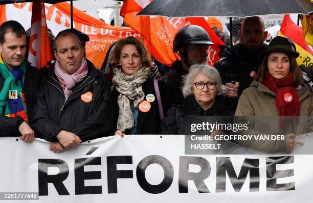 French General Secretary of the "Federation Syndicale Unitaire" Benoit Teste, French Democratic Confederation of Labour union's general secretary...