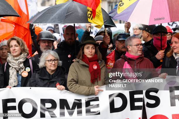 French Democratic Confederation of Labour CFDT Deputy General Secretary Marylise Leon, CGT General Secretary of the Union Regionale Ile-de-France...