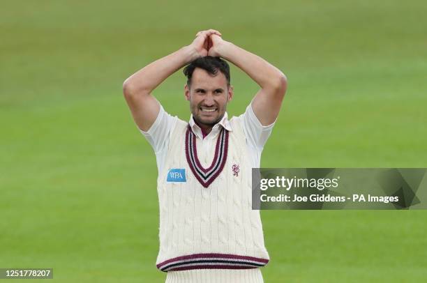 Somerset's Lewis Gregory reacts during day one of the LV= Insurance County Championship, Division One match at Trent Bridge, Nottingham. Picture...