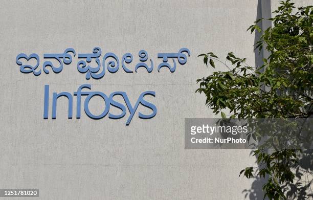 Signage of Infosys is seen in Bangalore, India, 13 April, 2023. Infosys, the second largest IT firm by sales, on Thursday reported a 7.8 per cent...