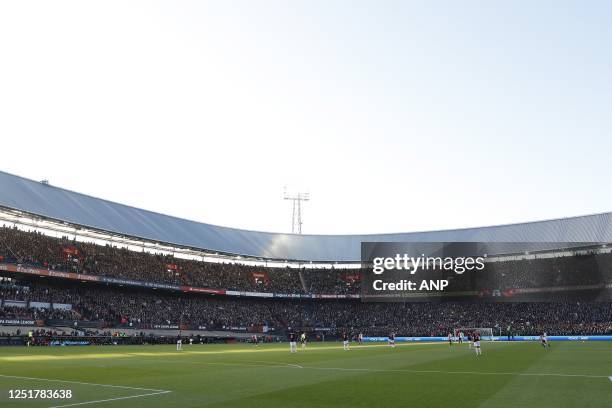 Nets surrounding the pitch during the UEFA Europa League quarter final match between Feyenoord and AS Roma at Feyenoord Stadion de Kuip on April 13,...