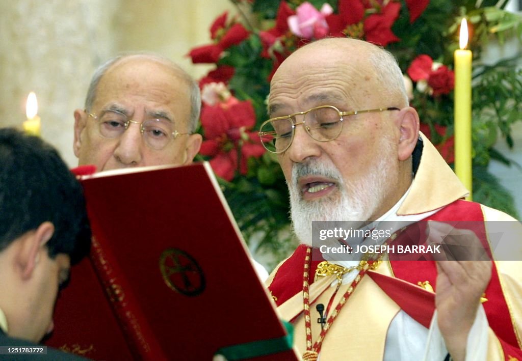 Maronite Christian patriarch, Cardinal Nasrallah Sfeir prays during