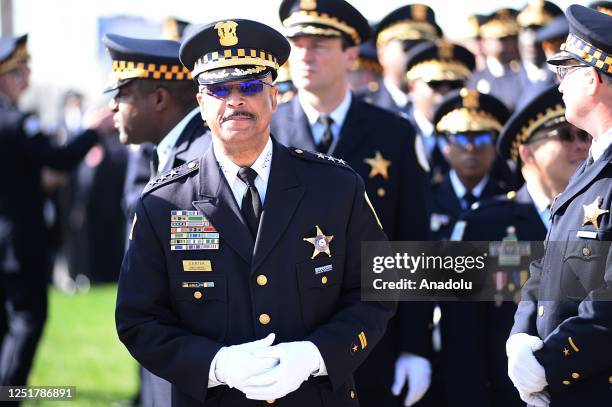 Eric Carter , First Deputy Superintendent of Police attends funeral ceremonies Fallen Chicago Firefighter Lt. Jan Tchoryk on Thursday, April 13, 2023...