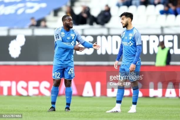 Jordy GASPAR - 11 Mohamed-Amine SBAI during the Ligue 2 BKT match between Grenoble and Amiens at Stade des Alpes on April 1, 2023 in Grenoble, France.