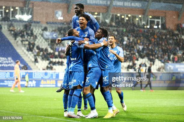 Matthias PHAETON - 12 Jordy GASPAR - 39 Mathys TOURRAINE - 66 Mamadou DIARRA during the Ligue 2 BKT match between Grenoble and Amiens at Stade des...