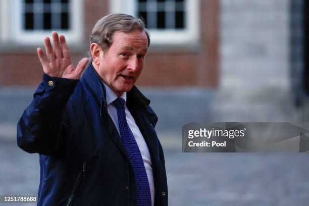Ireland's former Taoiseach Enda Kenny arrives for a dinner with U.S. President Joe Biden at Dublin Castle, on April 13, 2023 in Dublin, Ireland. US...