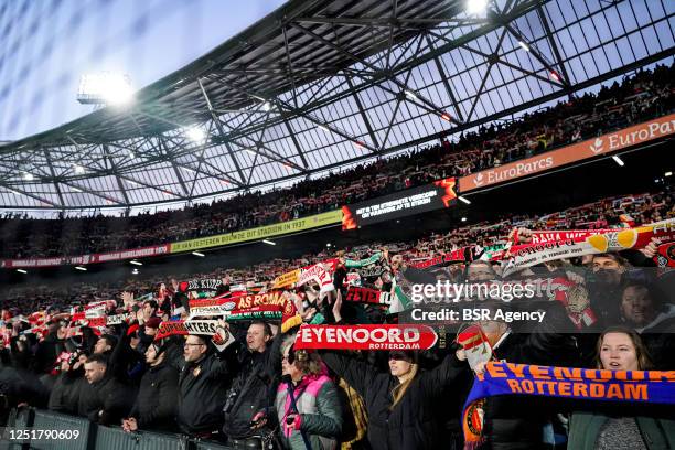Fan of Feyenoord after the Quarterfinal First Leg - UEFA Europa League match between Feyenoord and AS Roma at the Rotterdam on April 13, 2023 in...