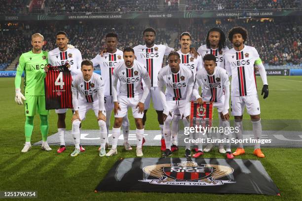 Nice squad team photo prior to the UEFA Europa Conference League quarterfinal first leg match between FC Basel and OGC Nice at St. Jakob Stadium on...