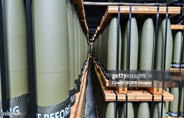 Pallets holding 40 shells are prepared for shipping. The Scranton Army Ammunition Plant held a media day to show what they make. The plant makes a...
