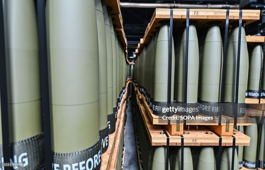 Pallets holding 40 shells are prepared for shipping...