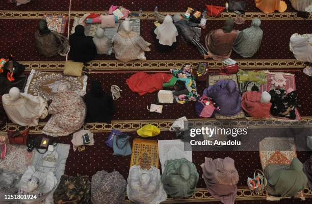 Muslims fill the mosque praying while carrying out the early morning itikaf at the Istiqlal Mosque, Jakarta, Indonesia on April 14, 2023. The last 10...