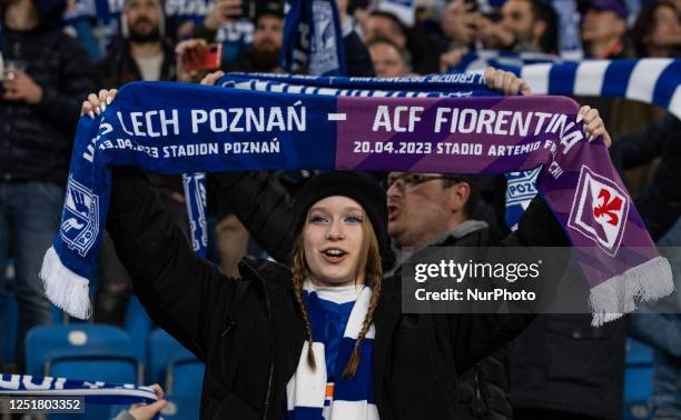 Lech fans during Lech Poznan vs Fiorentina - Europa Conference League in Poznan, Poland on April 13, 2023.