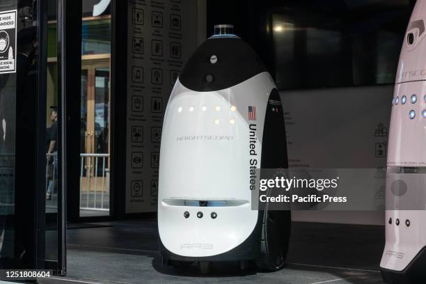 Autonomous Security Robot on display during NYPD announcement of deployment of innovative technologies on Times Square.