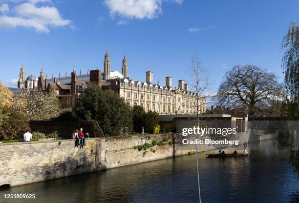 Punt on the River Cam outside Trinity College, University of Cambridge, in Cambridge, UK, on Thursday, April 13, 2023. Cambridge is a crucial part of...