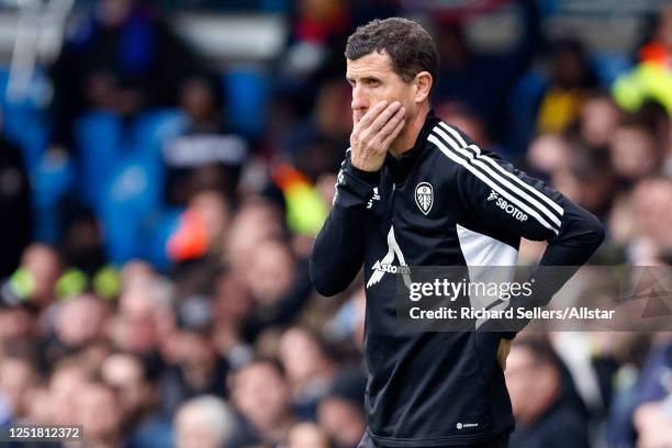 Javi Gracia, Manager of Leeds United looks dejected during the Premier League match between Leeds United and Crystal Palace at Elland Road on April...