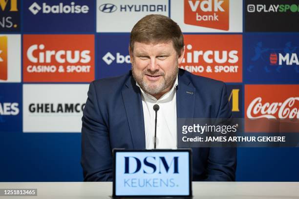 Gent's Belgium head coach Hein Vanhaezebrouck gives a weekly press conference to discuss the next football match in the national competition, in...