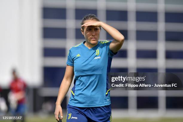 Valentina Cernoia during a Juventus Women Training Session at Juventus Center Vinovo on April 14, 2023 in Vinovo, Italy.