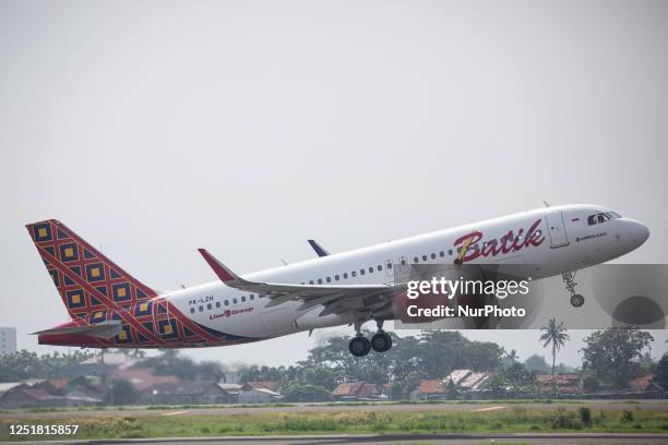 An Airbus A320 of the Batik Air takeoff at Soekarno-Hatta International Airport in Jakarta on 14 April 2023. State airport operator Angkasa Pura II...