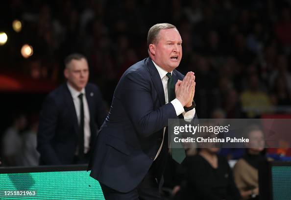 Coach Zalgiris Kazys Maksvytis, Head Coach of Zalgiris Kaunas in action during the ...