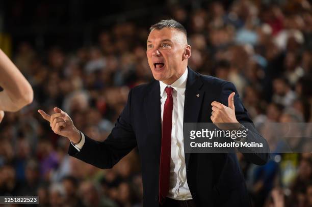 Sarunas Jasikevicius, Head Coach of FC Barcelona in action during the 2022-23 Turkish Airlines EuroLeague Regular Season Round 34 game between FC...