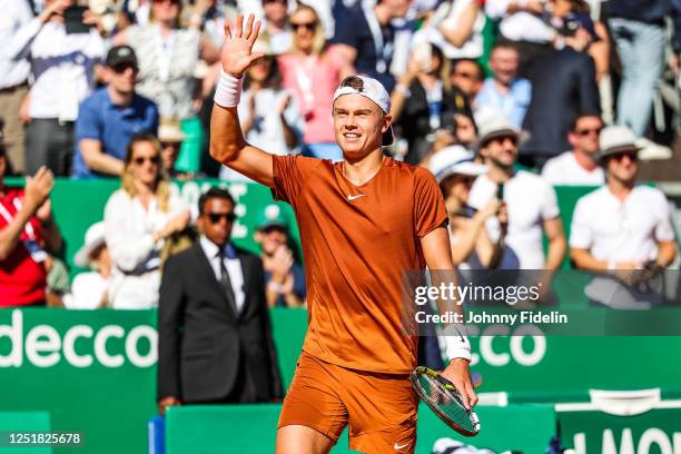 Holger RUNE of Denmark during the Day 7 of Rolex Monte-Carlo Masters 1000 on April 14, 2023 in Monte Carlo, France.
