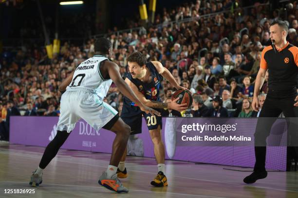 Nicolas Laprovittola, #20 of FC Barcelona in action during the 2022-23 Turkish Airlines EuroLeague Regular Season Round 34 game between FC Barcelona...