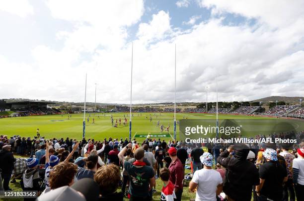 General view during the 2023 AFL Round 05 match between the Brisbane Lions and the North Melbourne Kangaroos at Adelaide Hills on April 15, 2023 in...