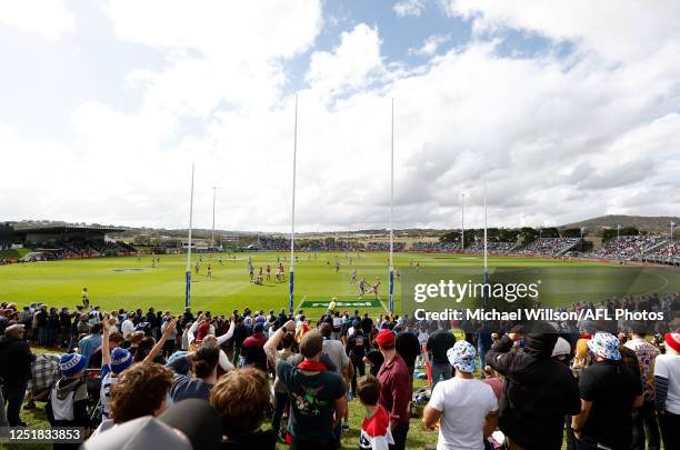 General view during the 2023 AFL Round 05 match between the Brisbane Lions and the North Melbourne Kangaroos at Adelaide Hills on April 15, 2023 in...