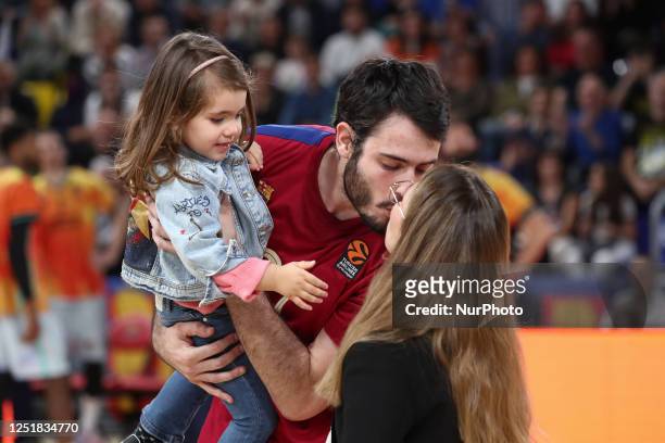 Alex Abrines with his family celebrating his 500th game with FC Barcelona during the match between FC Barcelona and Valencia Basket, corresponding to...