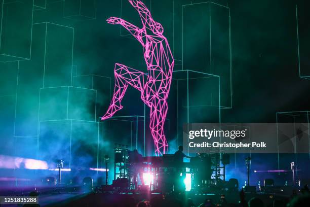 Ed Simons and Tom Rowlands of The Chemical Brothers perform onstage at the 2023 Coachella Valley Music & Arts Festival on April 14, 2023 in Indio,...