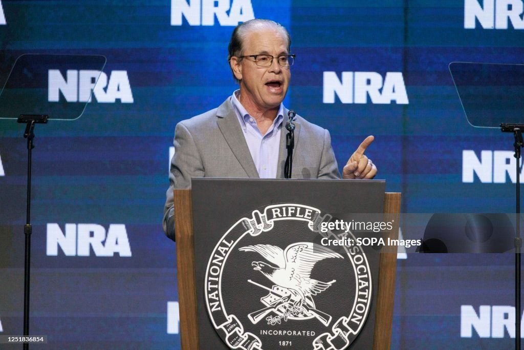 N Raila R Senator Mike Braun speaks to guests at the 2023 NRA-ILA Leadership ...