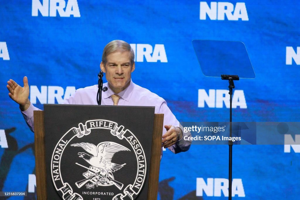 N Raila R Congressman Jim Jordan speaks to guests at the 2023 NRA-ILA... News ...