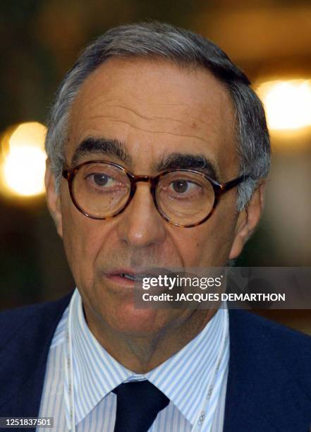 Portrait of Italian IOC member Franco Carraro taken 15 July 2001 during the 112th session of the International Olympic Committee in Moscow. The 112th...