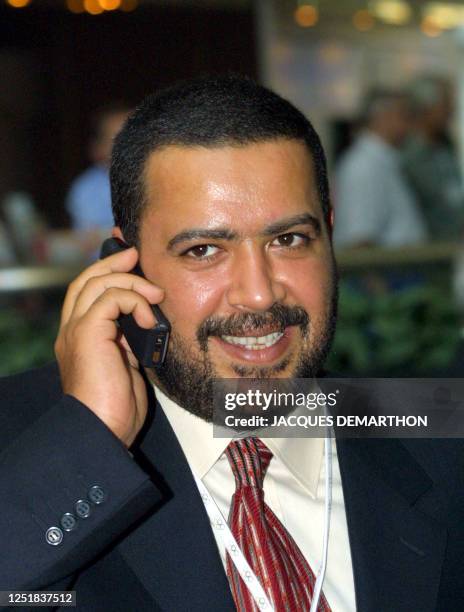 Portrait of Kuweiti IOC member Sheik Ahmad Al-Fahad Al-Sabah taken 15 July 2001 during the 112th session of the International Olympic Committee in...