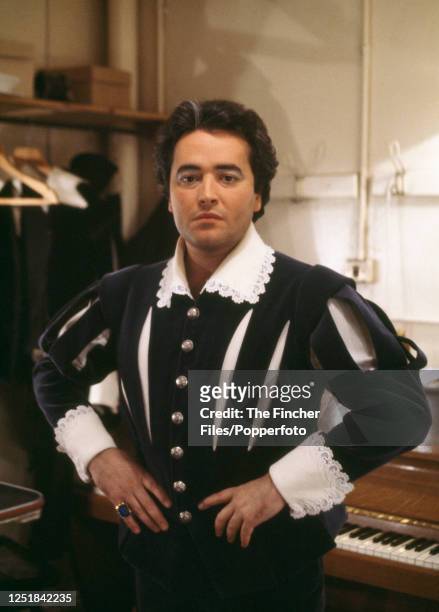 Spanish operatic tenor Jose Carreras in his dressing room at Covent Garden, London, circa 1980.