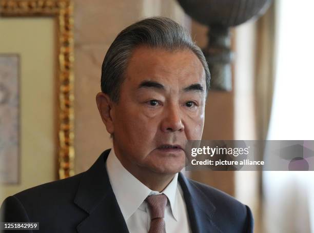 April 2023, China, Peking: Wang Yi, Politburo member and director of the Office of the Foreign Affairs Commission of the Central Committee of China,...