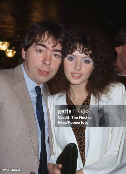 British composer and musical theatre impressario Andrew Lloyd Webber with his wife, the singer Sarah Brightman, in London, circa 1984.