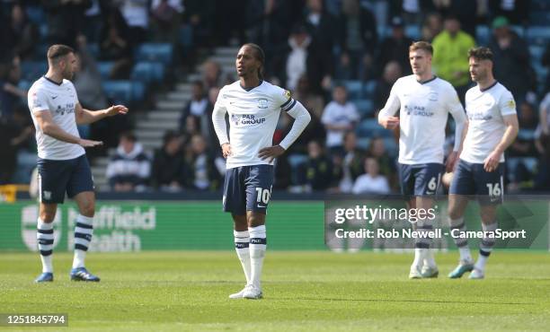 Dejection for Preston North End after going a goal down during the Sky Bet Championship between Millwall and Preston North End at The Den on April...