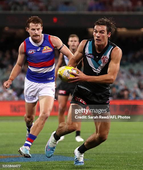 Connor Rozee Captain Connor Rozee of the Power during the 2023 AFL Round 05 match between ...