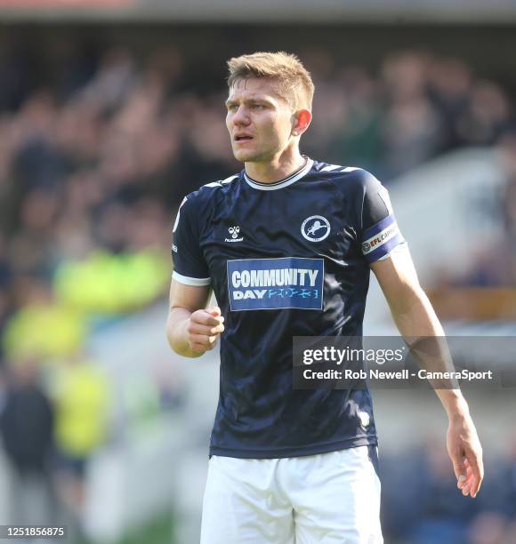 Millwall's Shaun Hutchinson during the Sky Bet Championship between Millwall and Preston North End at The Den on April 15, 2023 in London, United...